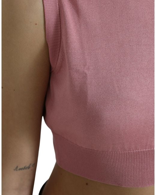 Dolce & Gabbana Purple Crew Neck Cropped Sleeveless Tank Top