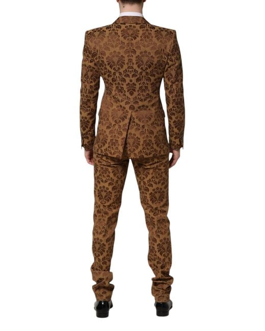 Dolce & Gabbana Brown Damask Pattern Suit for men