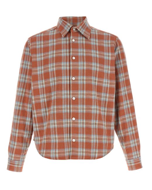 Second/Layer Brown Cotton Blouse for men