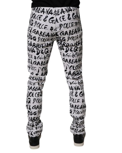Dolce & Gabbana Black Cotton Logo Print Skinny Denim Jeans for men