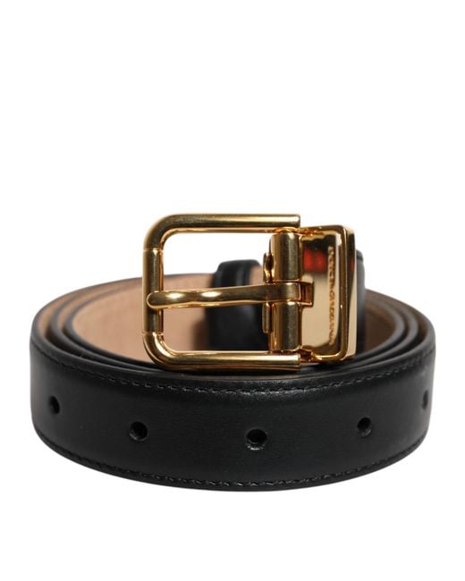 Dolce & Gabbana Black Leather Belt Buckle