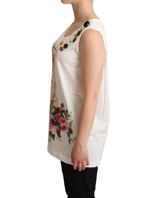 Dolce & Gabbana Natural Chic Canine Floral Sleeveless Tank