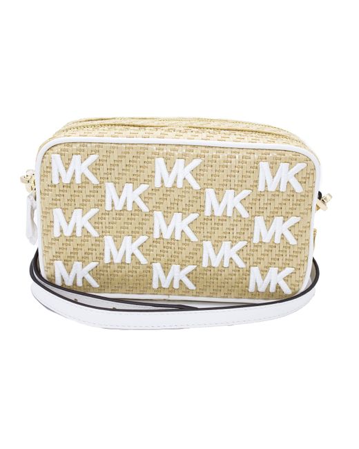 Michael Kors Kenly Double Zip Natural Crossbody Bag in Green Lyst