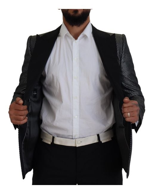 Dolce & Gabbana Black Elegant Jacquard Single Breasted Blazer for men