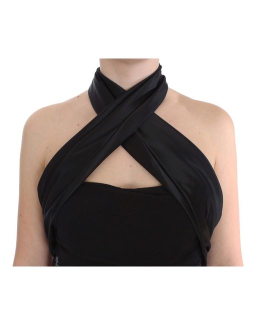 Exte Black Neck Wrap Top Blouse