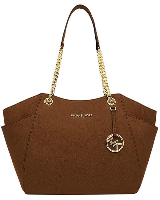 Michael Kors Jet Set Travel Chain Shoulder Tote in Brown Lyst