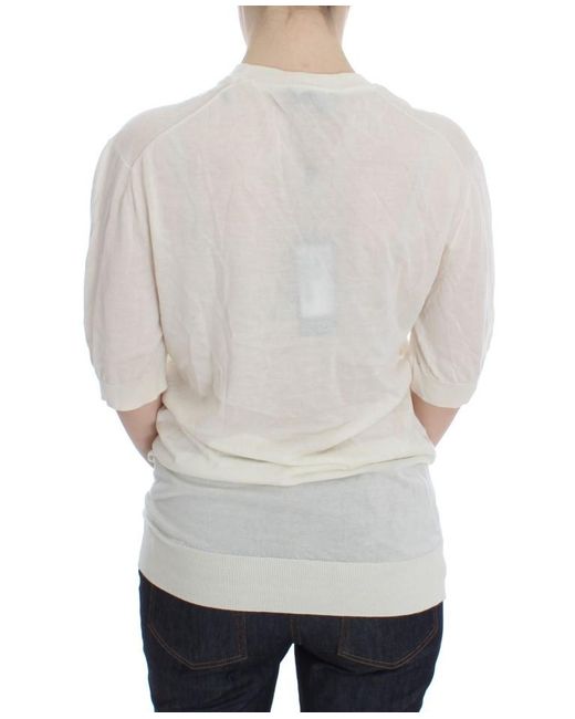 Dolce & Gabbana White 100% Cashmere Sweater