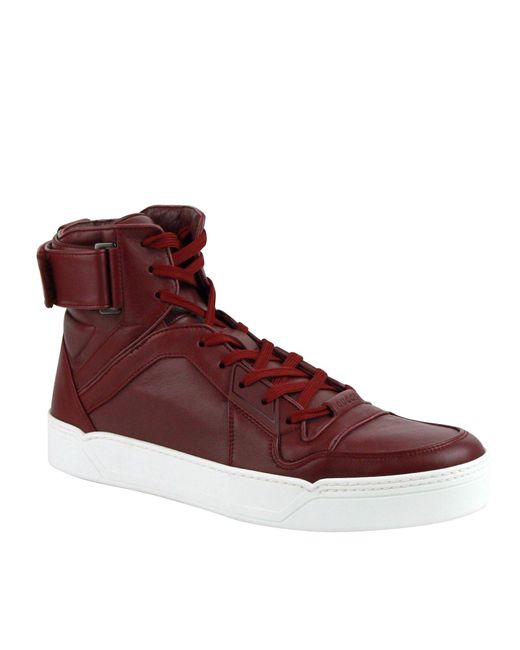 Gucci High Top Strong Dark Leather Sneakers With Strap 386738 6148 in ...