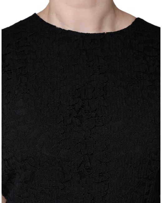 Dolce & Gabbana Black Cotton Sheath Knee Length Dress
