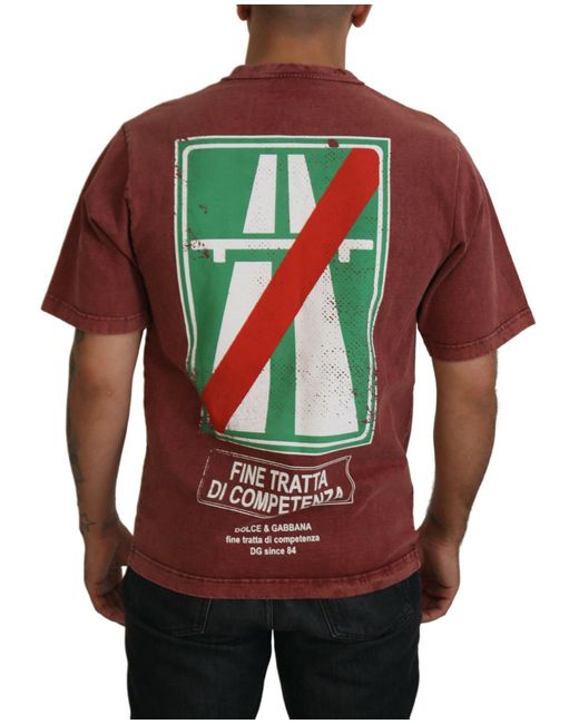Dolce & Gabbana Red Elegant Printed Cotton Tee for men