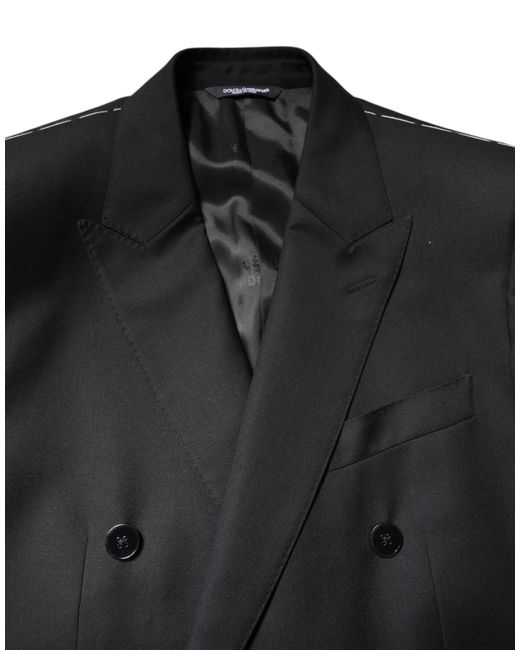 Dolce & Gabbana Black Martini Double Breasted Coat Blazer for men