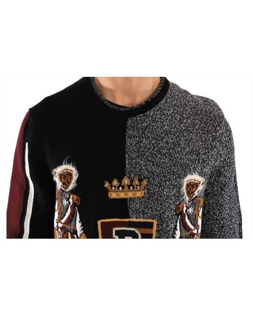 Dolce & Gabbana Black King Knight Monkey Knitted Cashmere Wool Sweater for men