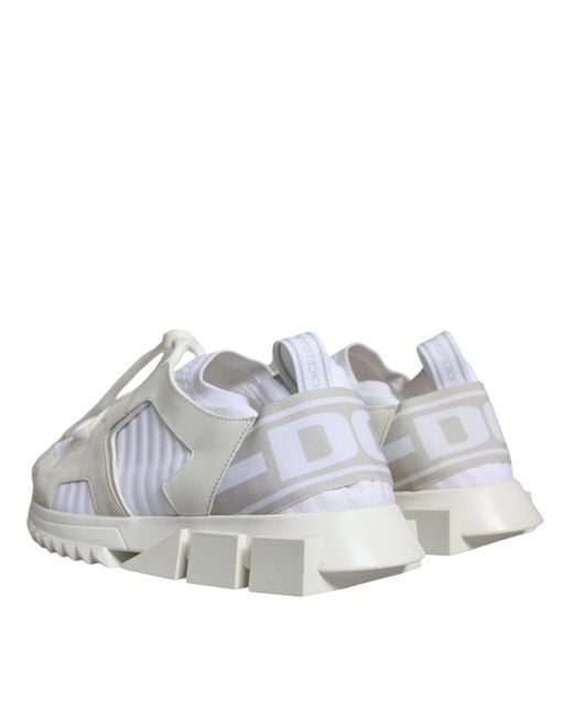 Dolce & Gabbana White Mesh Sorrento Trekking Sneakers Shoes (Pre-Owned)