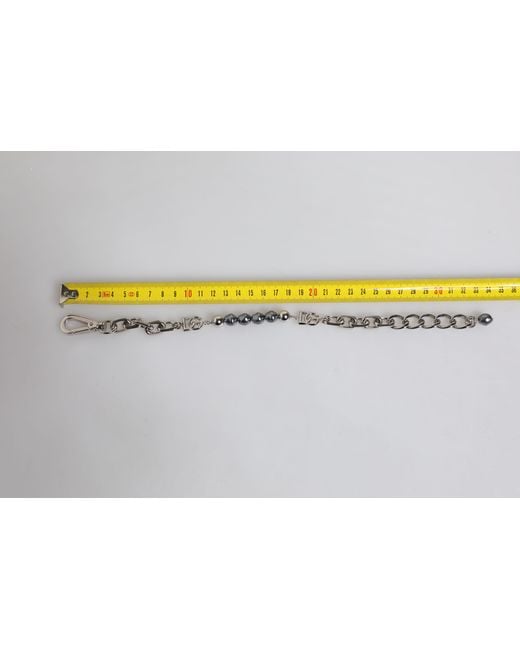Dolce & Gabbana White Tone Chain Lobster Clasp Logo Pearls Bracelet-Tone Metal for men