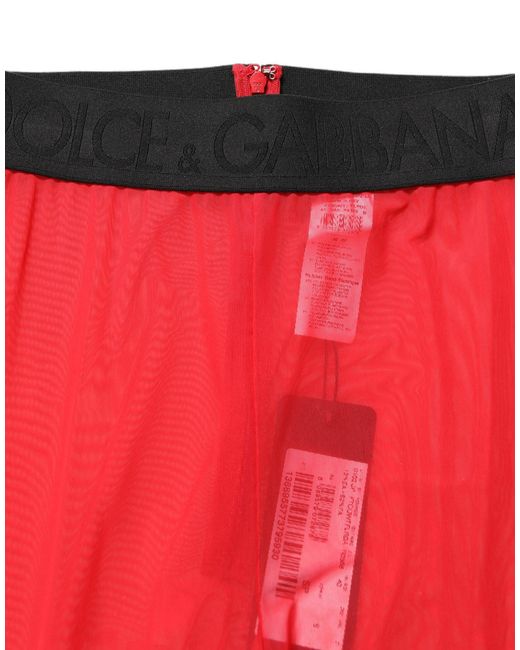 Dolce & Gabbana Red Nylon Stretch Slim Legging Trouser Pants Elastane
