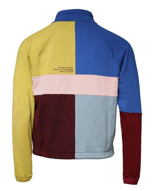 Dolce & Gabbana Blue Patchwork Sweatshirt Sweater for men