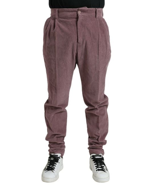 Dolce & Gabbana Purple Corduroy Cotton Stretch Skinny Pants for men