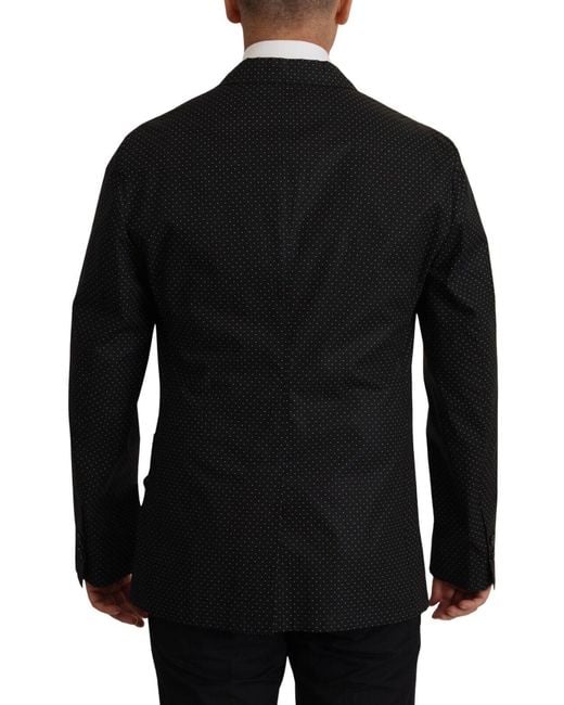 Dolce & Gabbana Black Polka Dot Slim Double-Breasted Blazer for men