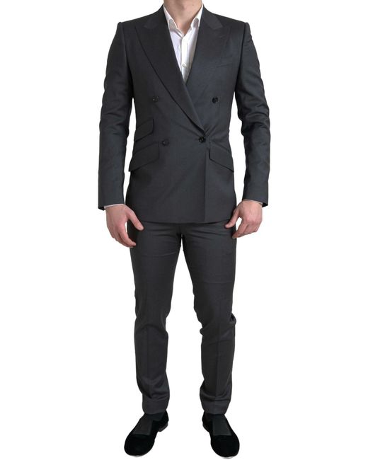 Dolce & Gabbana Gray Metallic MARTINI Slim Fit Set Suit main image 1