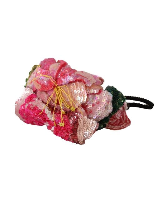 Dolce & Gabbana Black Multicolored Sequined Diadem Headband