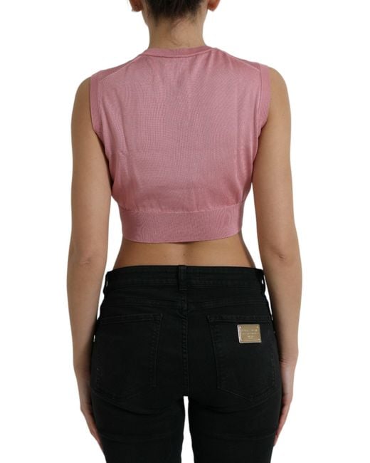 Dolce & Gabbana Purple Crew Neck Cropped Sleeveless Tank Top