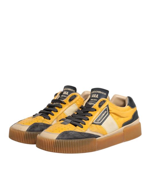 Dolce & Gabbana Orange Leather Dna Sneakers Shoes for men