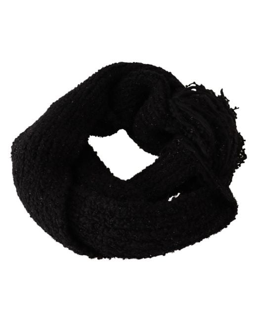 Dolce & Gabbana Black Virgin Wool Knitted Wrap Shawl Scarf