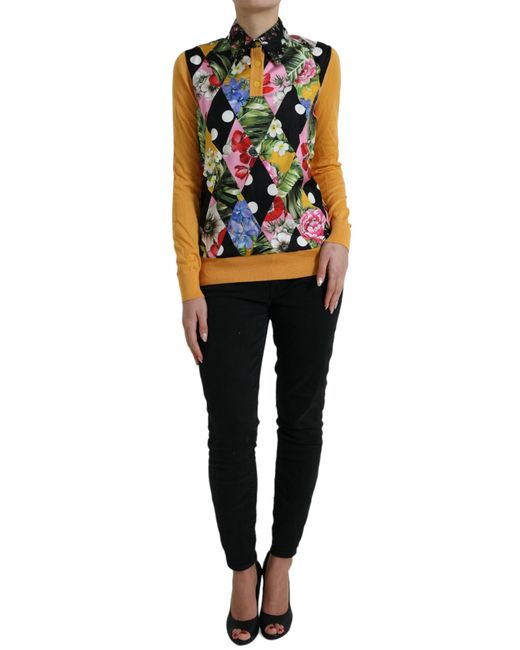 Dolce & Gabbana Multicolor Patchwork Cashmere Henley Sweater