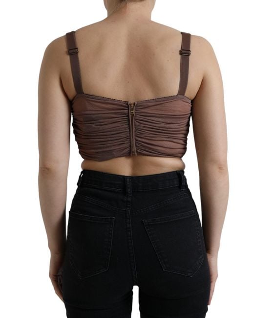 Dolce & Gabbana Black Viscose Bustier Sleeveless Cropped Top