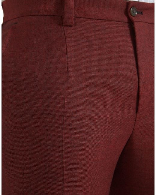 Dolce & Gabbana Red Wool Skinny Dress Pants for men