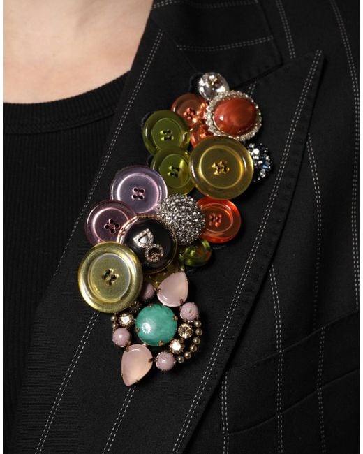 Dolce & Gabbana Pink Patchwork Embellished Coat Jacket