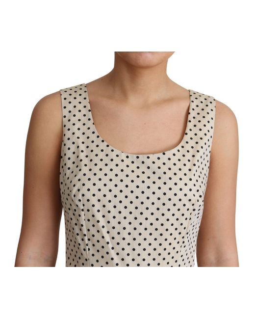 Dolce & Gabbana Natural Elegant Polka Dot Sleeveless A-Line Dress