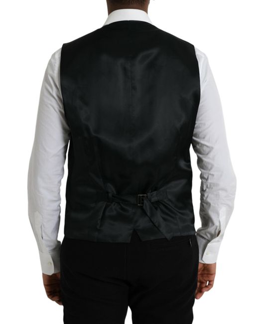 Dolce & Gabbana Black Wool Waistcoat Dress Formal Vest for men