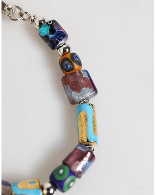 Dolce & Gabbana Metallic Murano Glass Beads Brass Zamak Necklace