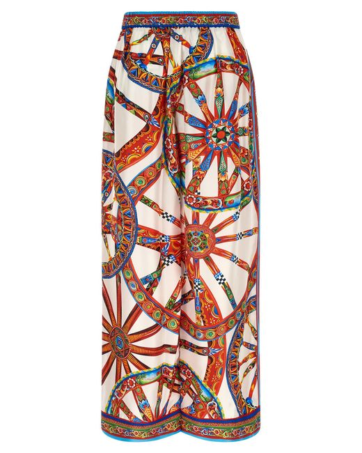 Dolce & Gabbana Red Silk Casual Pants