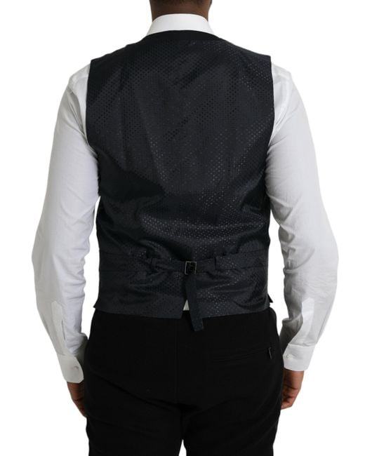 Dolce & Gabbana Black Wool Waistcoat Dress Formal Vest for men