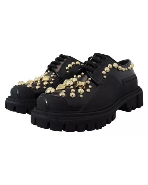 Dolce & Gabbana Black Studded Oxfords