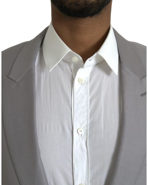 Dolce & Gabbana Gray Wool Peak Single Breasted Coat Blazer for men