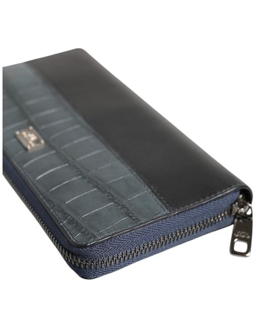 Dolce & Gabbana Black Exotic Leather Continental Clutch Wallet for men