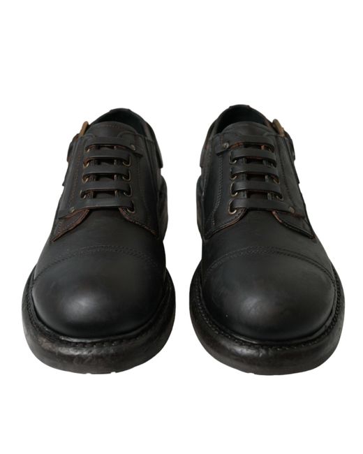 Dolce & Gabbana Black Leather Lace Up Derby Dress Shoes for men