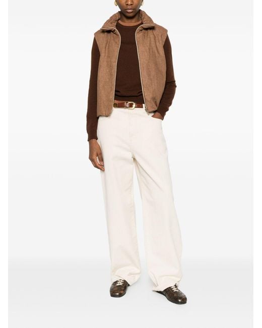 Herno Brown Nylon Zipped Vest
