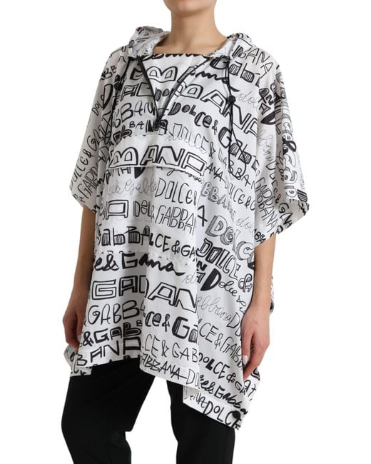 Dolce & Gabbana Gray Logo Print Hooded Blouson T-Shirt Top