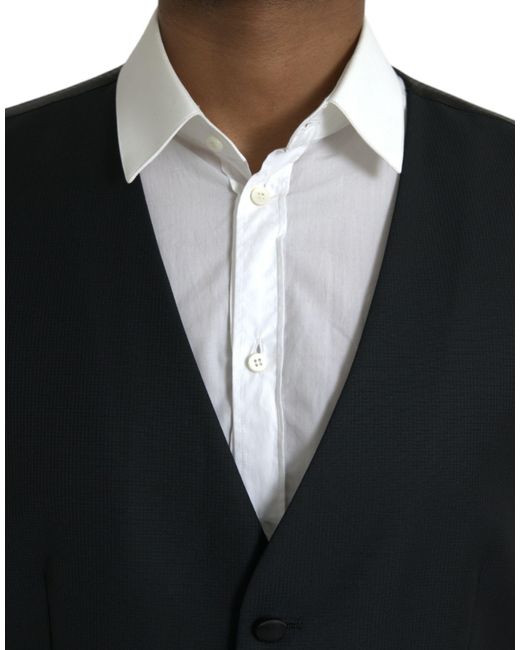 Dolce & Gabbana Black Wool Waistcoat Dress Formal Vest for men