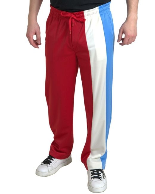 Dolce & Gabbana Red Polyester Sweatmen's Pants for men