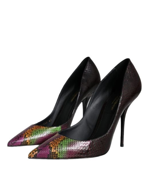Dolce & Gabbana Black Exotic Leather Heels Pumps Shoes