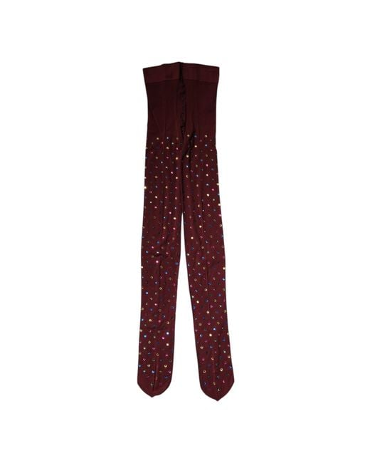 Dolce & Gabbana Purple Nylon Crystal Embellished Pantyhose Tights