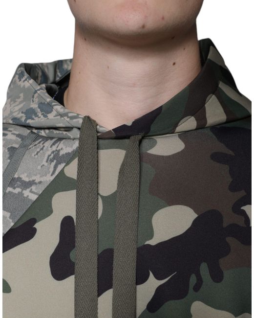 Dolce & Gabbana Gray Camouflage Hooded Sweatshirt Sweater for men