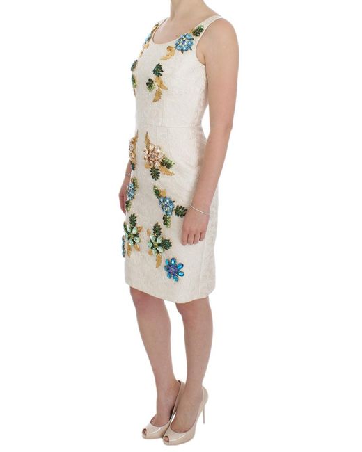 Dolce & Gabbana Black Brocade Crystal Sheath Dress