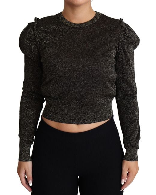 Dolce & Gabbana Black Gold Cropped Pullover Sweater