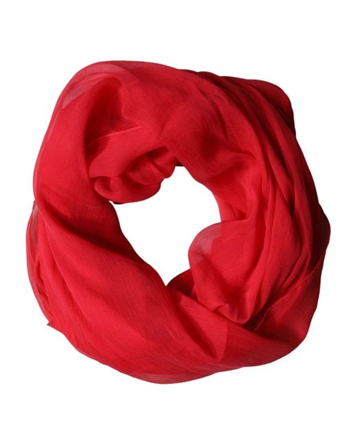 Dolce & Gabbana Red Stole Silk Neck Wrap Shawl Scarf for men